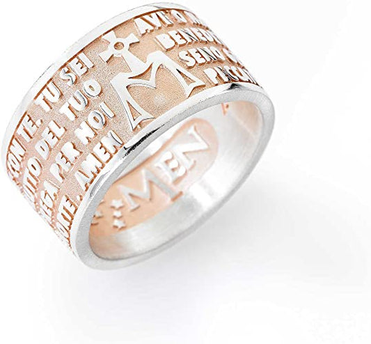 Anello AMEN Ave Maria rosato