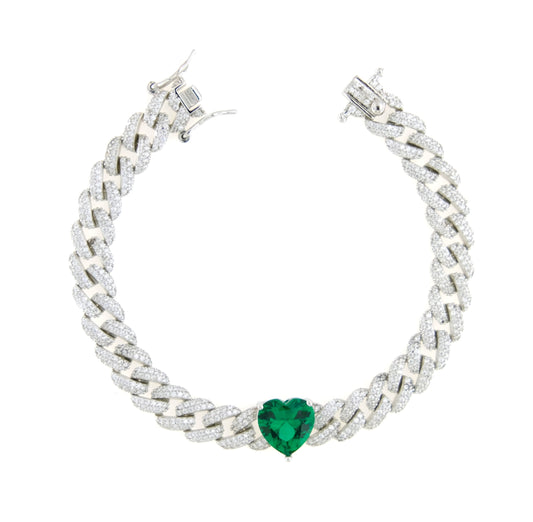 Bracciale donna groumette zirconata con cuore