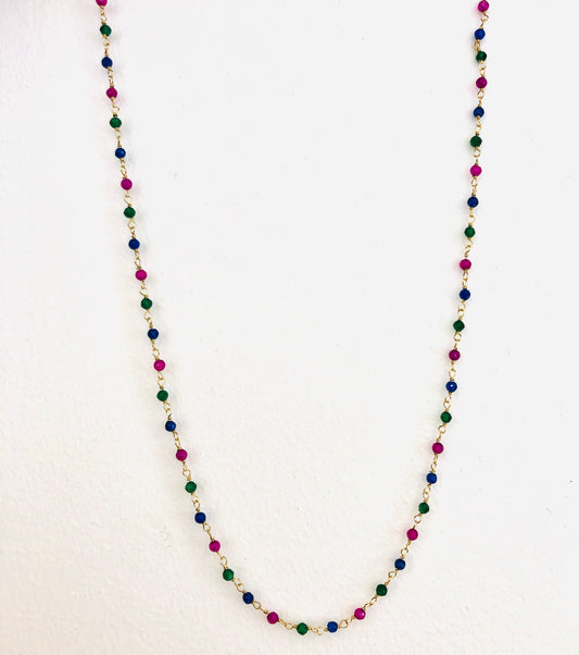 Collana oro giallo e cristalli