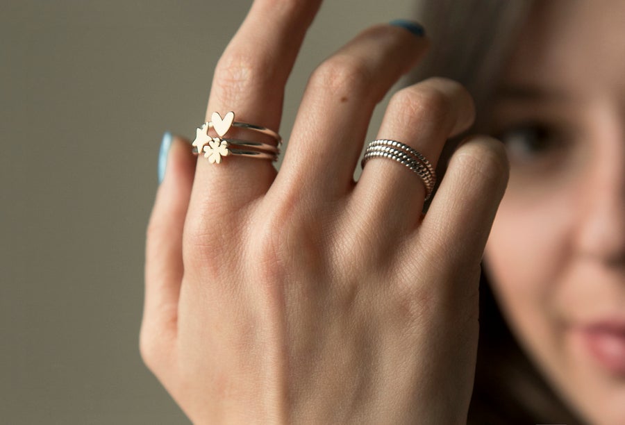 Anello donna in oro rosa CUORI & FRECCE