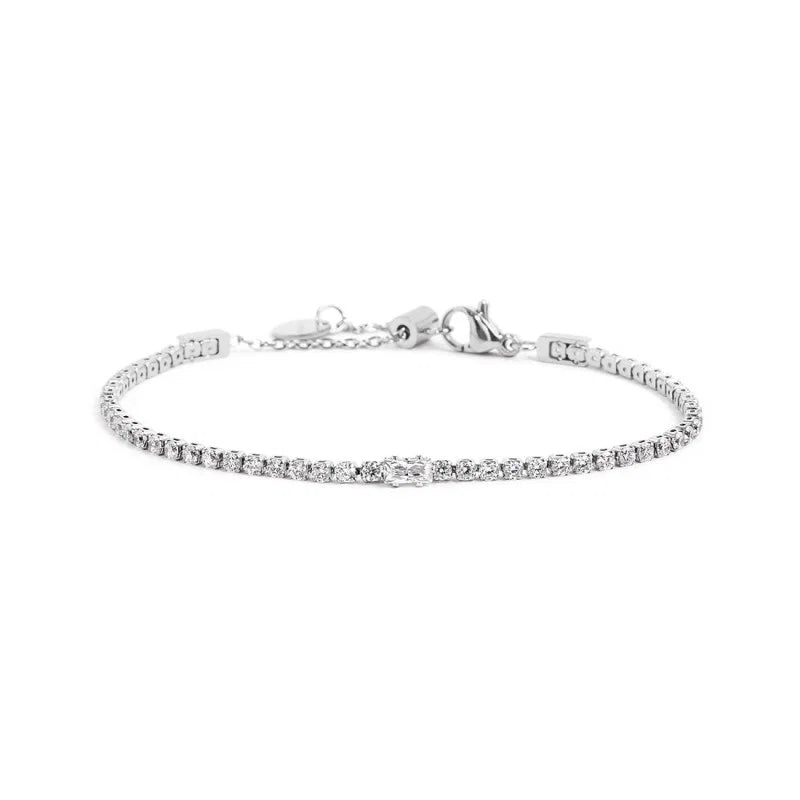 Bracciale tennis 2mm con zircone centrale MARLÙ 2BR0105-W