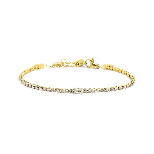 Bracciale tennis 2mm con zircone centrale MARLÙ 2BR0105G-W