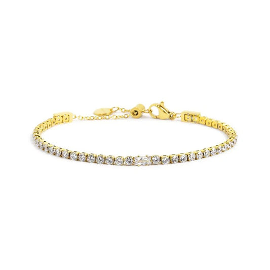 Bracciale tennis 2,5mm con zircone centrale MARLÙ 2BR0106G-W