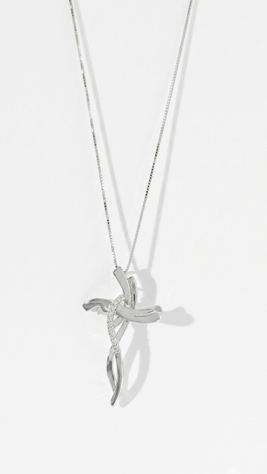 Collana donna con croce in oro bianco e rosa e diamanti PGgioielli CRD282/2