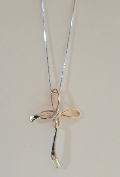 Collana donna in oro bianco e rosa 18 kt e diamanti PGgioielli 1091BIC