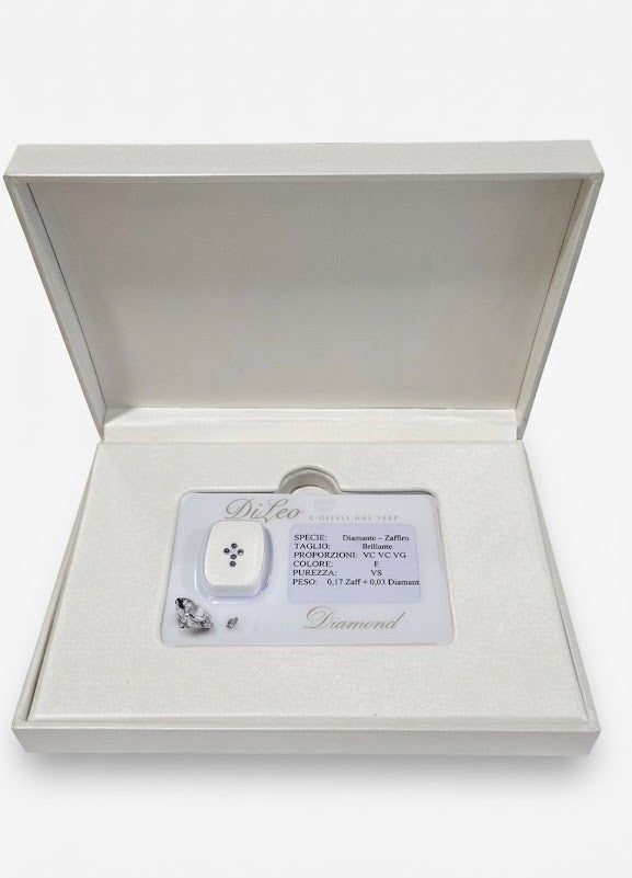 Diamante bianco e zaffiro in blister