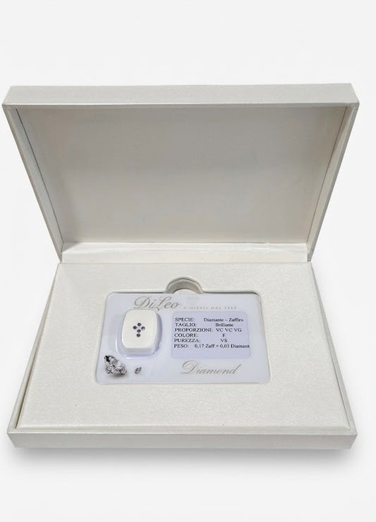 Diamante bianco e zaffiro in blister