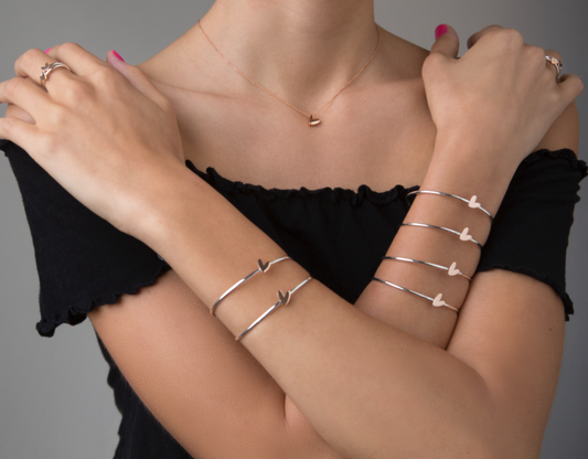 Bracciale rigido donna in argento CUORI & FRECCE