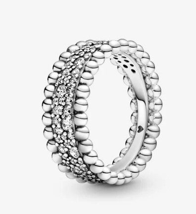 Anello PANDORA Fascia con pavé decorato con sfere - Biondo Gioielli