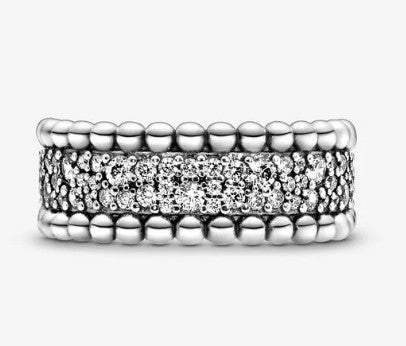 Anello PANDORA Fascia con pavé decorato con sfere - Biondo Gioielli