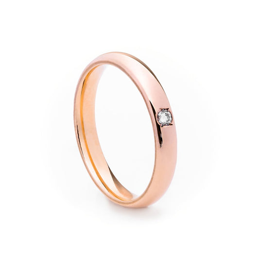 Fede comoda in oro rosa 18KT con diamantino UNOAERRE