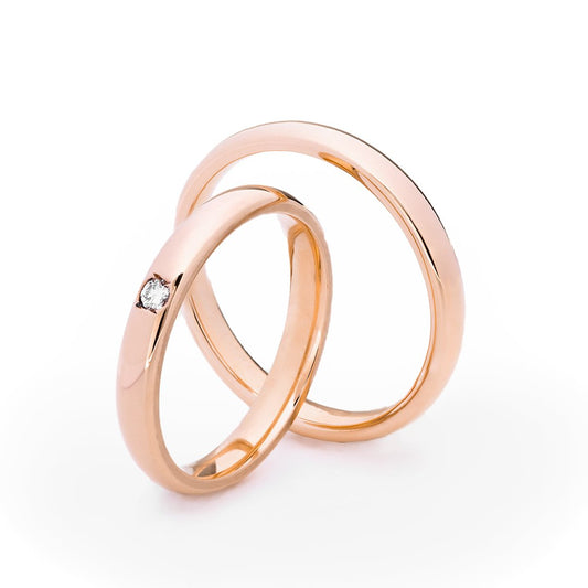Fede comoda in oro rosa 18KT con diamantino UNOAERRE