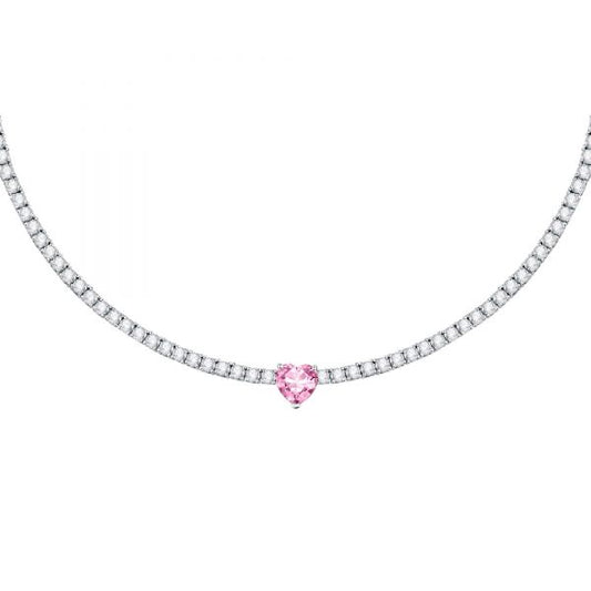 Collana tennis donna zirconi con cuore