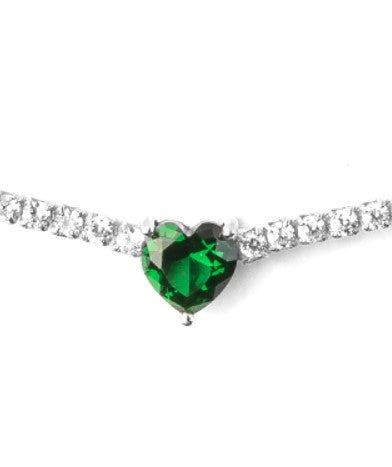 Collana argento tennis zirconi con cuore - Biondo Gioielli